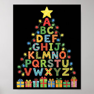 Lustiger Alphabet-Weihnachtsbaum Grafik Abc A-z Te Poster