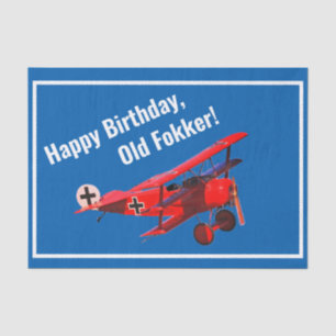 Lustiger "alter Fokker" Triplane-Geburtstag Seidenpapier
