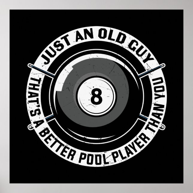 lustiger alter Mann Billiards Wortsportart Poster (Vorne)