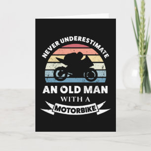 Lustiger alter Mann mit Motorrad-Geschenk für den  Karte