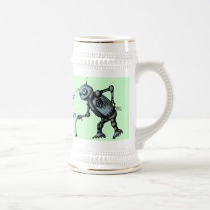 Lustiger alter Roboterbier-Tassenentwurf Bierglas