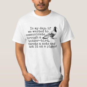 Lustiger Alter Twitter-Vogel Taube T-Shirt