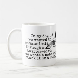 Lustiger Alter Twitter-Vogel Taube Tasse