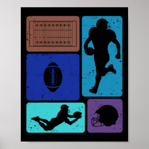 Lustiger American Football Spieler Feld Spiel Enth Poster