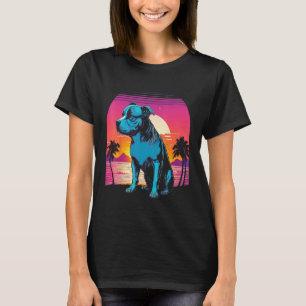 Lustiger American Pit Bull Terrier Retro 80er Stil T-Shirt