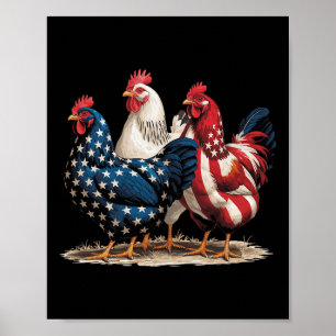 Lustiger amerikanischer Flaggenhahn Unabhängigkeit Poster