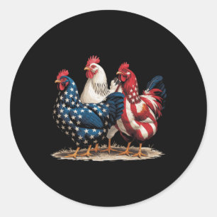 Lustiger amerikanischer Flaggenhahn Unabhängigkeit Runder Aufkleber