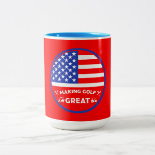 Lustiger amerikanischer Golfspieler Zweifarbige Tasse