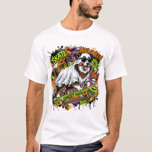 Lustiger Amerikanischer Schäferhund-Geist-Skateboa T-Shirt