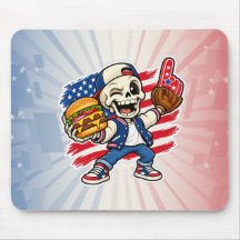 Lustiger amerikanischer Skelett-Burger- und Baseba