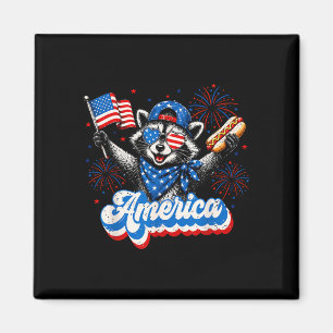Lustiger amerikanischer Waschbär Hot Dog Liebhaber Magnet