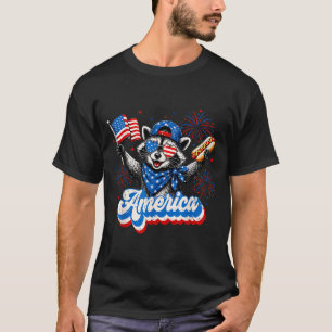 Lustiger amerikanischer Waschbär Hot Dog Liebhaber T-Shirt