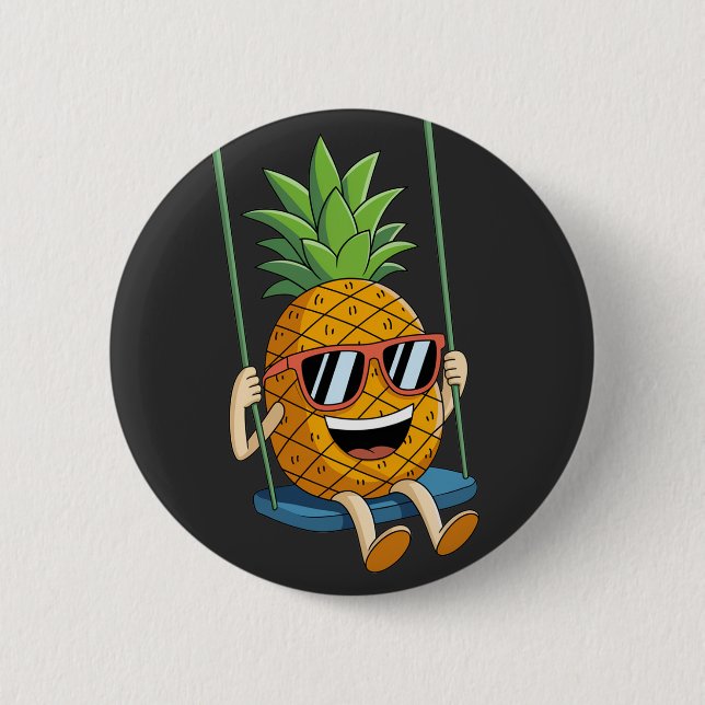 lustiger Ananas-Swingknopf Button (Vorderseite)
