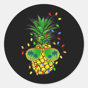 Lustiger Ananas Weihnachtsbaum Sommer Weihnachten Runder Aufkleber