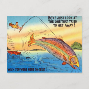 Lustiger Angel-Fisch-Postkarte Fischer Cartoon Postkarte