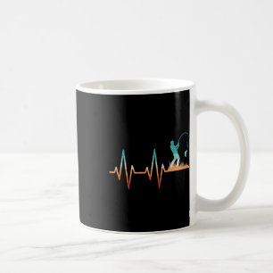 Lustiger Angel-Herzschlag B Fisch Retro-Angler Kaffeetasse