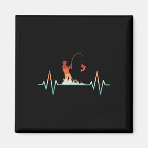 Lustiger Angel-Herzschlag Retro-Fisch Angler  Magnet