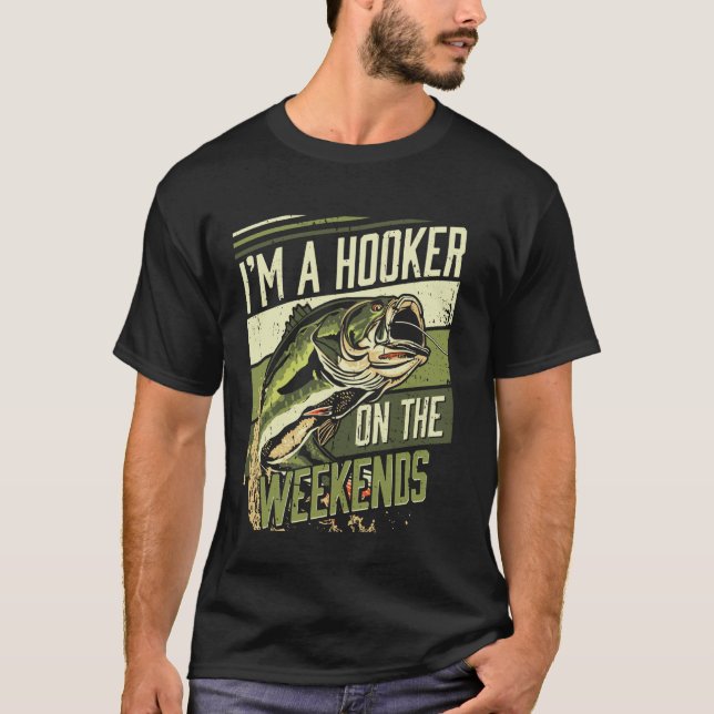 Lustiger Angelköder Retro-Wochenende-Angler T-Shirt (Vorderseite)