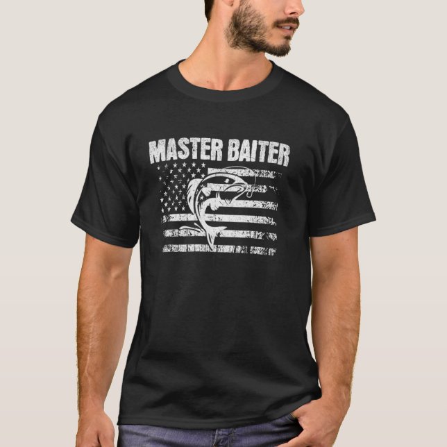 Lustiger Angelmeister Köder USA-Flagge T-Shirt (Vorderseite)