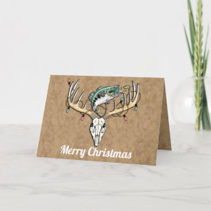Lustiger Angelsport- und Jagd-Weihnachtsgruß Karte