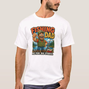 Lustiger Angelvater Großer Fisch Große Geschichten T-Shirt