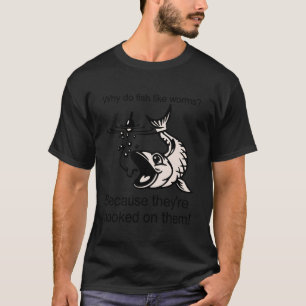 Lustiger Angelwitz Warum mögen Fische Würmer V T-Shirt