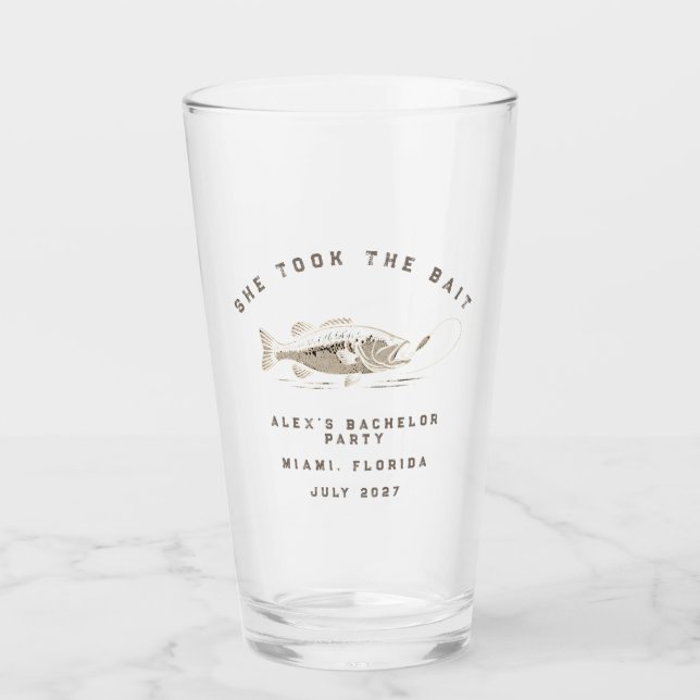 Lustiger Angler Maßgeschneiderte Angler Junggesell Glas (Vorderseite)