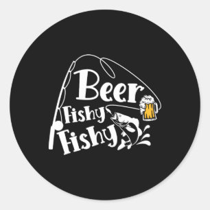 Lustiger Angler-Spruch mit Bier Runder Aufkleber
