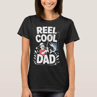 Lustiger Angler-Vater Grafik "REEL COOL DAD" Typo T-Shirt