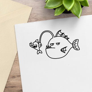 Lustiger Anglerfisch Selfie Gummistempel