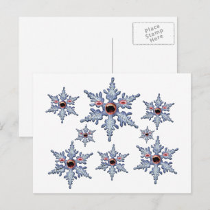 Lustiger Angriff Zombie Schneeflocke Weihnachten H Postkarte
