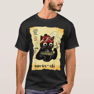 Lustiger Après-Katze-Ski isst Ramen Japan Kawaii S T-Shirt
