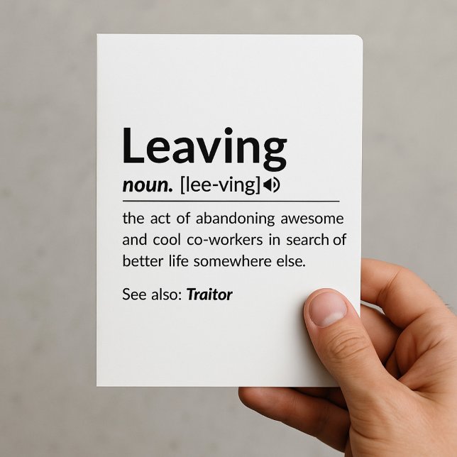 Lustiger Arbeitskollege verlässt uns Postkarte (Von Creator hochgeladen)