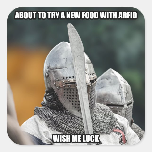 Lustiger ARFID-Ritter-Meme  Quadratischer Aufkleber (Vorderseite)