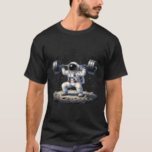 Lustiger Astronaut Gewichte stemmt Weltraum Fitnes T-Shirt