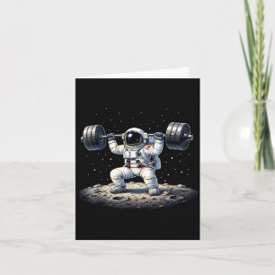 Lustiger Astronaut Gewichtheben Weltraum Fitnessst Karte