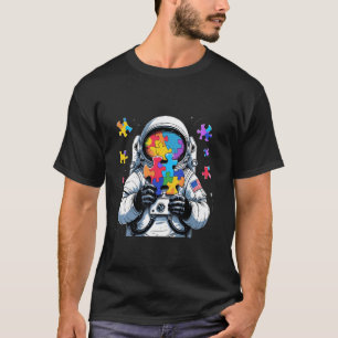 Lustiger Astronaut Luftballon Autismus-Bewusstsein T-Shirt
