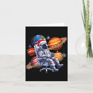 Lustiger Astronaut Weihnachten Weltraum Lichter Sa Karte
