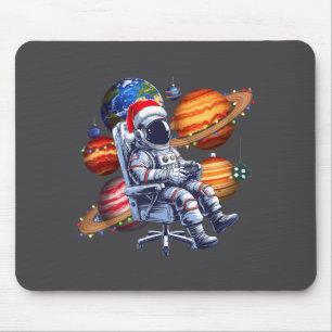 Lustiger Astronaut Weihnachten Weltraum Lichter Sa Mousepad