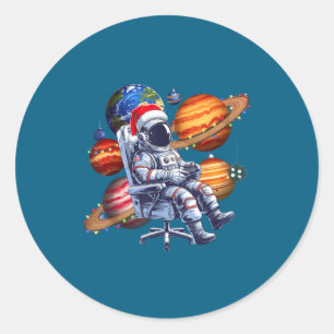 Lustiger Astronaut Weihnachten Weltraum Lichter Sa Runder Aufkleber