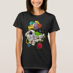 Lustiger Astronaut Weltraum Reise Planeten Skatebo T-Shirt