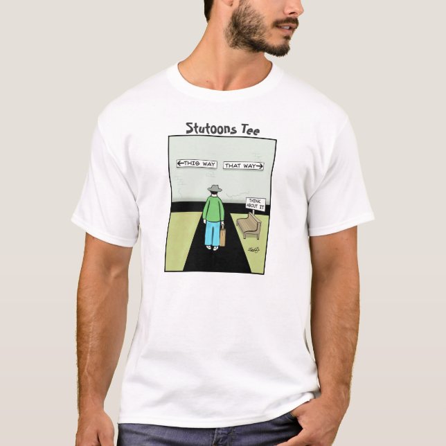 Lustiger Aufschub-Cartoon T-Shirt (Vorderseite)