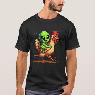 Lustiger Außerirdischer Huhn Hahn Tierliebhaber Ju T-Shirt