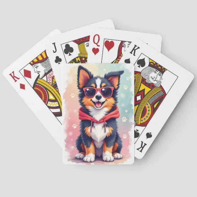 Lustiger Australian Shepherd Kawaii Hund Spielkarten (Rückseite)