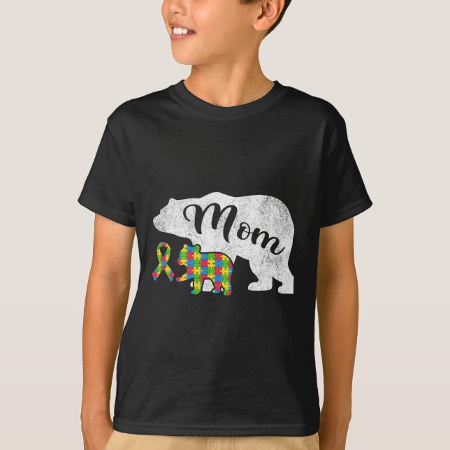 Lustiger Autismus-Bär-Mama  T-Shirt (Vorderseite)