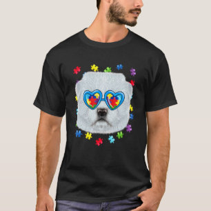 Lustiger Autismus Malteser Hund Puzzle Sonnenbrill T-Shirt