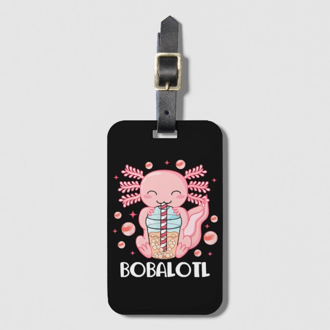Lustiger Axolotl Bubble Tea Gepäckanhänger (Vorderseite Vertikal)