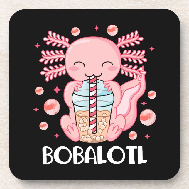 Lustiger Axolotl Bubble Tea Getränkeuntersetzer (Vorderseite)