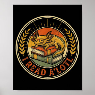 Lustiger Axolotl-Buchliebhaber-Bibliothekar beim L Poster
