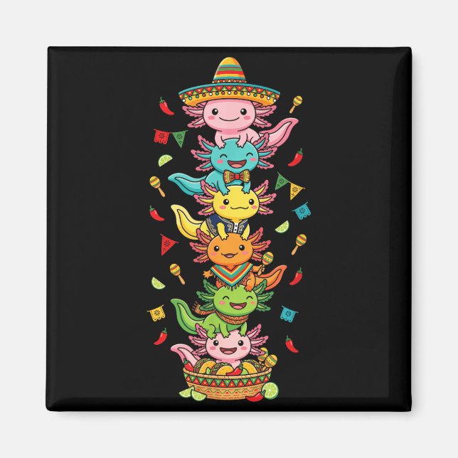 Lustiger Axolotl Cinco De Mayo Kinder Männer Fraue Magnet (Vorne)